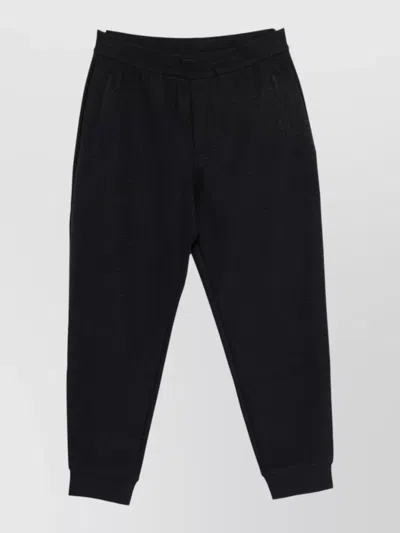 Emporio Armani Cotton Blend Sweatpants Ribbed Cuffs Pockets In Black