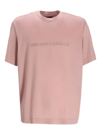 Emporio Armani T-shirt Aus Baumwollgemisch In Pink