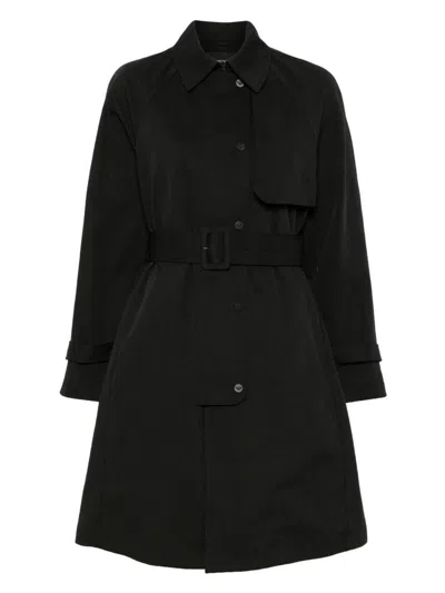 Emporio Armani Cotton Blend Trench Coat In Black
