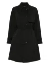 Emporio Armani Cotton Blend Trench Coat In Black