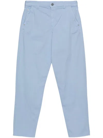 Emporio Armani Cotton Blend Trousers In Blue