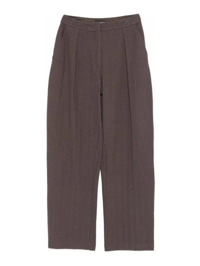 Emporio Armani Cotton Blend Trousers In Brown