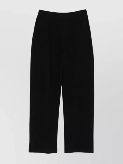 Emporio Armani Cotton Blend Trousers With Elastic Waistband In Black