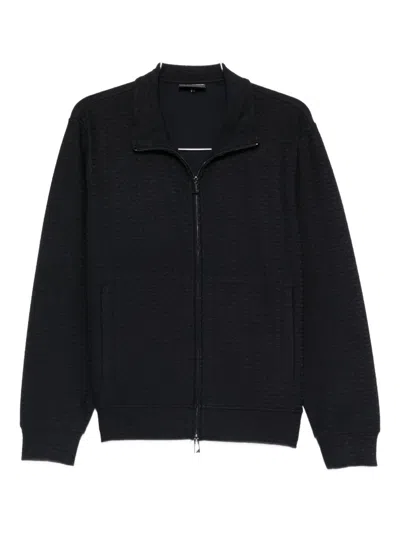 Emporio Armani Cotton Blend Zipped Sweatshirt In Black