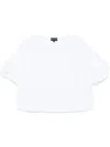 Emporio Armani Crew Neck Cotton Blouse With Short Sleeves In White