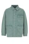 Emporio Armani Asv Vintage-look Comfort Cotton Canneté Jacket In Green
