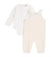 Emporio Armani Cotton Bodysuit And Dungarees Set In Neutral