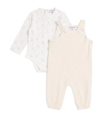 Emporio Armani Kids' Cotton Bodysuit And Dungarees Set In Neutral