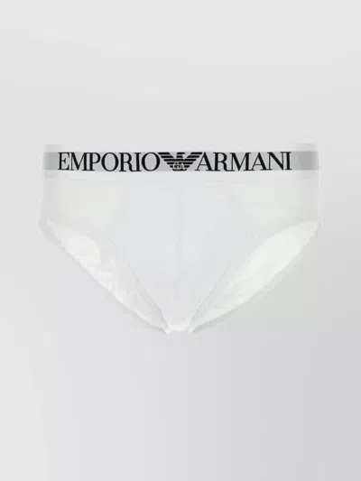 Emporio Armani Cotton Brief Featuring Elastic Waistband In White