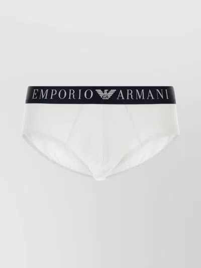 Emporio Armani Cotton Briefs Stretch Elastic Waistband In 00010