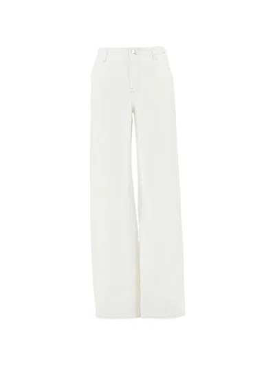 Emporio Armani Cotton Button Trousers In White