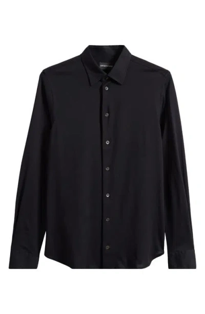 Emporio Armani Cotton Button-up Shirt In Black