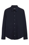 Emporio Armani Travel Essentials Plain-knit Virgin-wool Cardigan In Blue