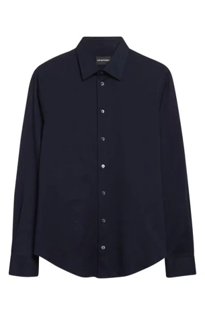 Emporio Armani Cotton Button-up Shirt In Blue