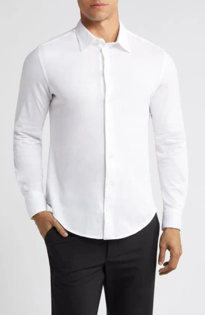 Emporio Armani Cotton Button-up Shirt In Solid White