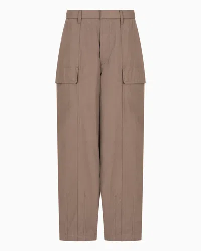 Emporio Armani Cotton Cargo Trousers In Blue