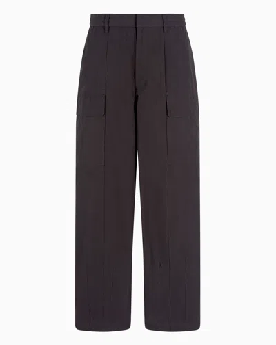 Emporio Armani Cotton Cargo Trousers In Brown
