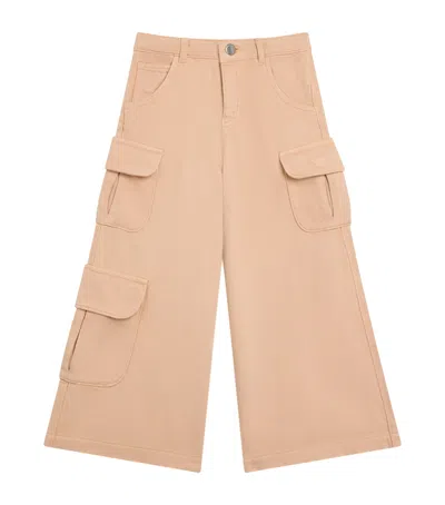 Emporio Armani Kids' Cotton Cargo Trousers In Nude
