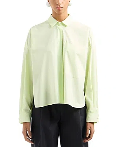 Emporio Armani Cotton Chest Pocket Shirt In Lime Green