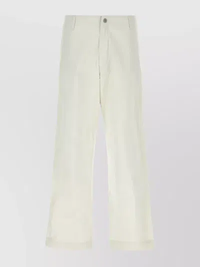 Emporio Armani Cotton Chino Pant With Wide Leg Cut In White