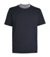 Emporio Armani Cotton Contrast-collar T-shirt In Blue