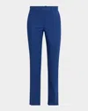 Emporio Armani Cotton Couture Cropped Slim Trousers In Cobalt Blue