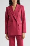Emporio Armani Double-breasted Couture Cotton Blazer In Solid Dark Red