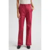 Emporio Armani Cotton Couture Flare Pants In Solid Dark Red