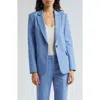 Emporio Armani Single-button Couture Cotton Blazer In Solid Light Blue