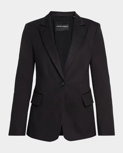 Emporio Armani Cotton Couture Single-button Blazer In Black