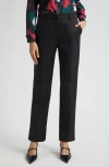 Emporio Armani Cotton Couture Straight Leg Pants In Solid Black