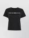 Emporio Armani Cotton Crew Neck Logo Shirt In Black