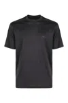 Emporio Armani Crew Neck Modal Blend Short Sleeve Top In Black