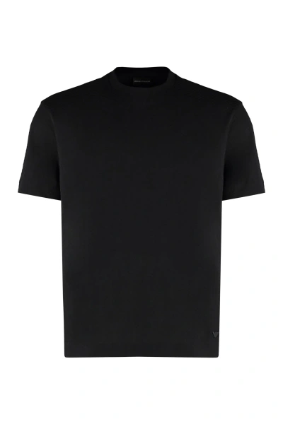 Emporio Armani Cotton Crew-neck T-shirt In Black Herryng