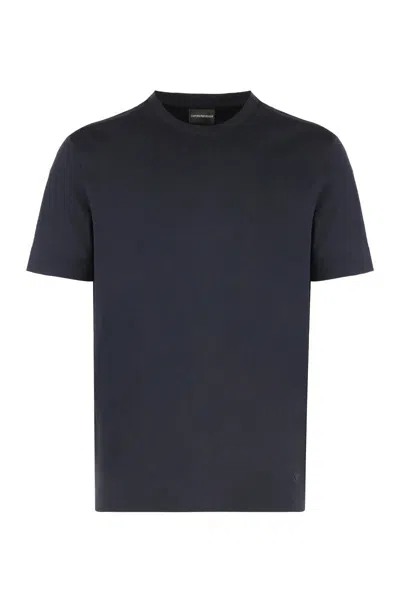 Emporio Armani Cotton Crew-neck T-shirt In Blue