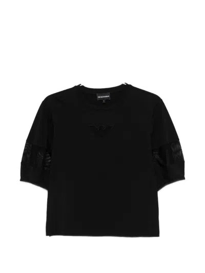Emporio Armani Cotton Crewneck Sweater In Black