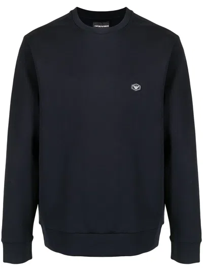 Emporio Armani Cotton Crewneck Sweatshirt In Blue
