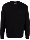 Emporio Armani Cotton Crewneck Sweatshirt In Black