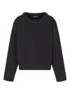 Emporio Armani Cotton Crewneck Sweatshirt In Black