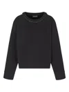 Emporio Armani Women Black Cotton Crewneck Sweatshirt, Xs Luxury Sweatshirts & Hoodies For Women Darveys In Black