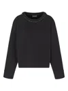 Emporio Armani Women Black Cotton Crewneck Sweatshirt, Xs Luxury Sweatshirts & Hoodies For Women Darveys In Black
