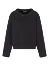 Emporio Armani Women Black Cotton Crewneck Sweatshirt, Xs Luxury Sweatshirts & Hoodies For Women Darveys In Black