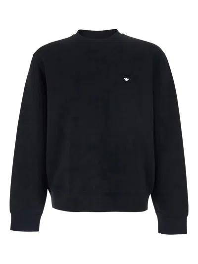 Emporio Armani Cotton Crewneck Sweatshirt In Black