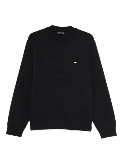 Emporio Armani Cotton Crewneck Sweatshirt In Black