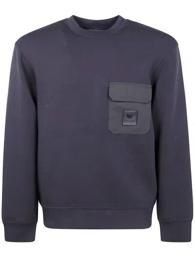Emporio Armani Cotton Crewneck Sweatshirt In Purple