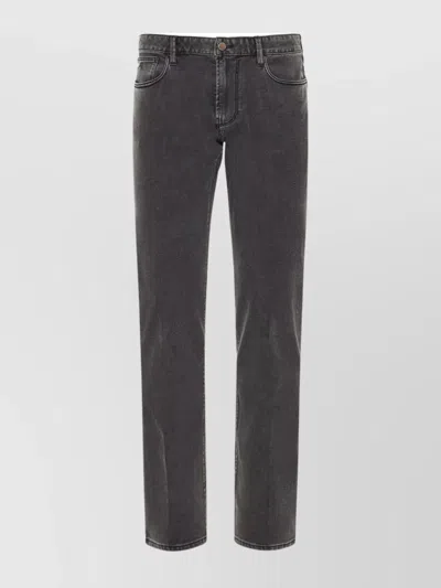 Emporio Armani Cotton Denim Jeans Back Patch In Grey