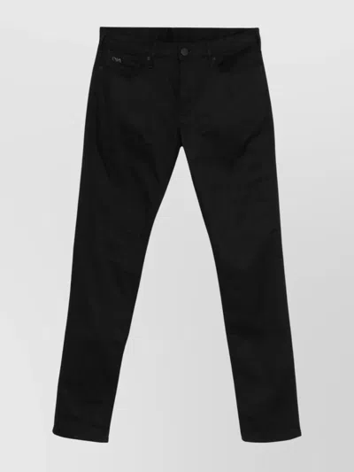 Emporio Armani Cotton Denim Jeans With Belt Loops In Black