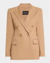 Emporio Armani Cotton Double-breasted Blazer In Camel