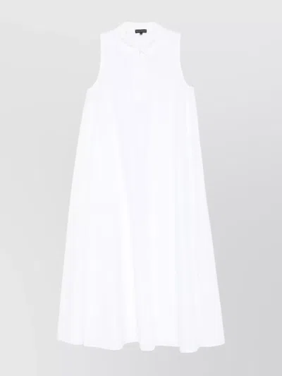 Emporio Armani Cotton Dress A-line Silhouette Keyhole Neck In White