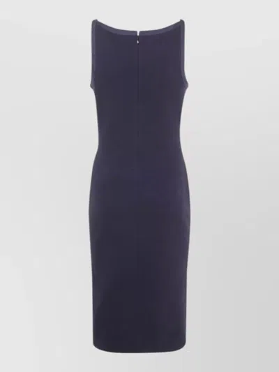 Emporio Armani Cotton Dress Knee Length Ribbon Trim In Blue